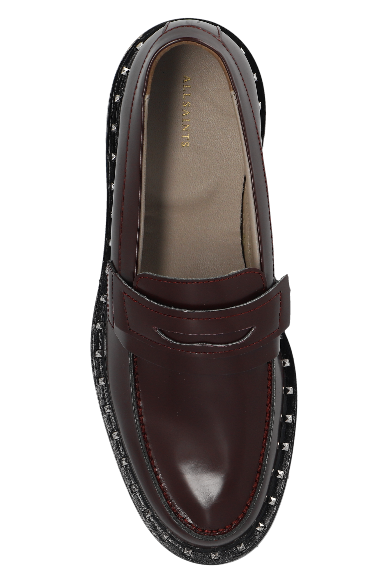 Maroon spiked sale loafers